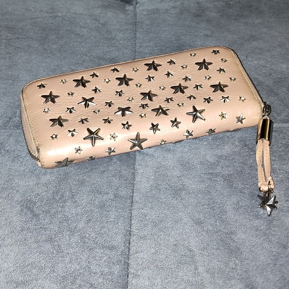 Jimmy Choo Filipa Wallet Pearlized Pink with StarStuds and Crystals - Picture 4 of 13